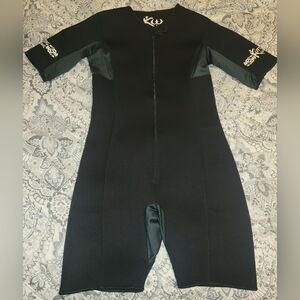 Kutting Weight Sauna Suit Sz Large Short Sleeve Black Zip Up UNISEX‎ Neoprene